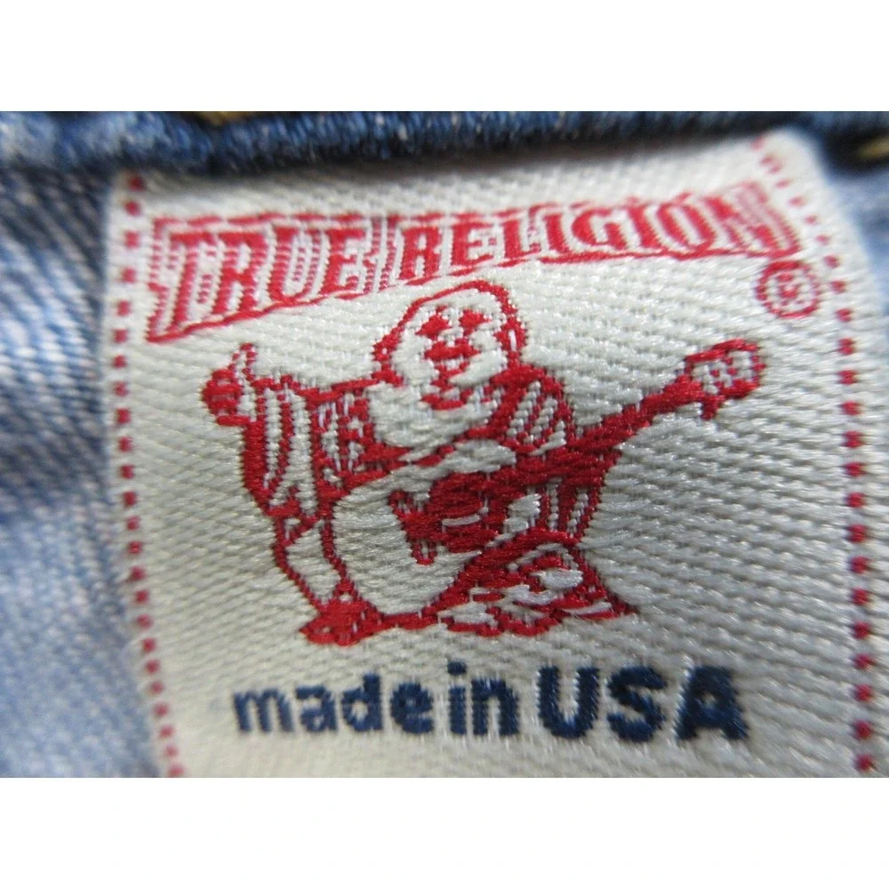 True Religion Jean Shorts Jorts‎ Mens 32 Blue Logan Denim Cutoff Light Wash